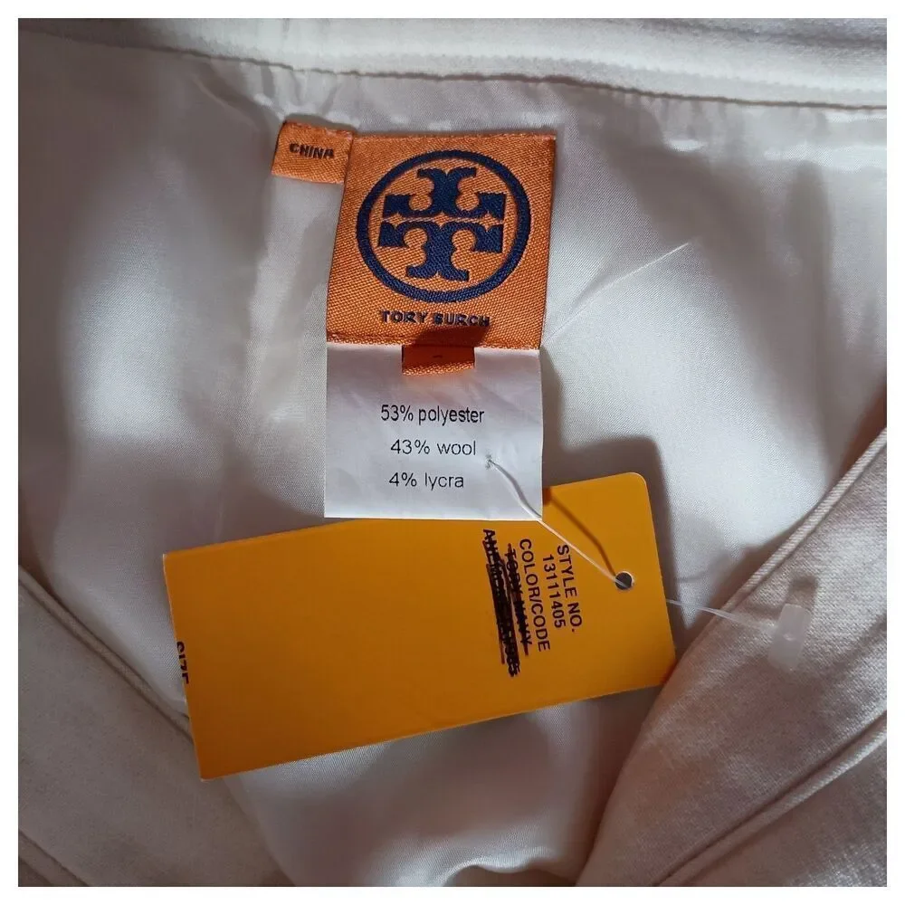 Tory Burch Pencil Skirt Womens 6 Wool Ivory Cream Knee-Length